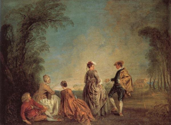 Jean-Antoine Watteau An Embarrassing Proposal Norge oil painting art